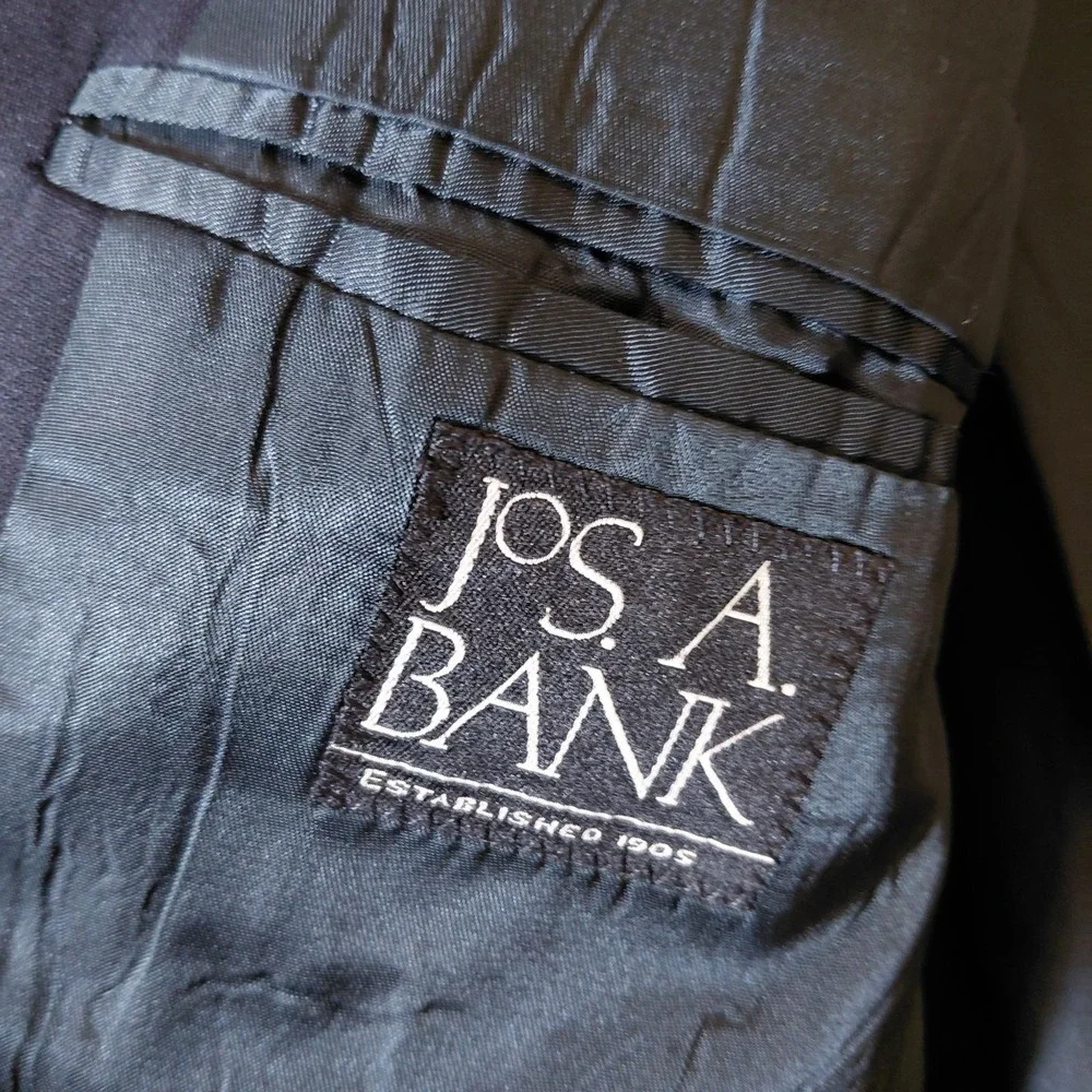 Jos A Bank Mens 43R‎ Blue Wool Fully Lined Suit Jacket Sport Coat Blazer